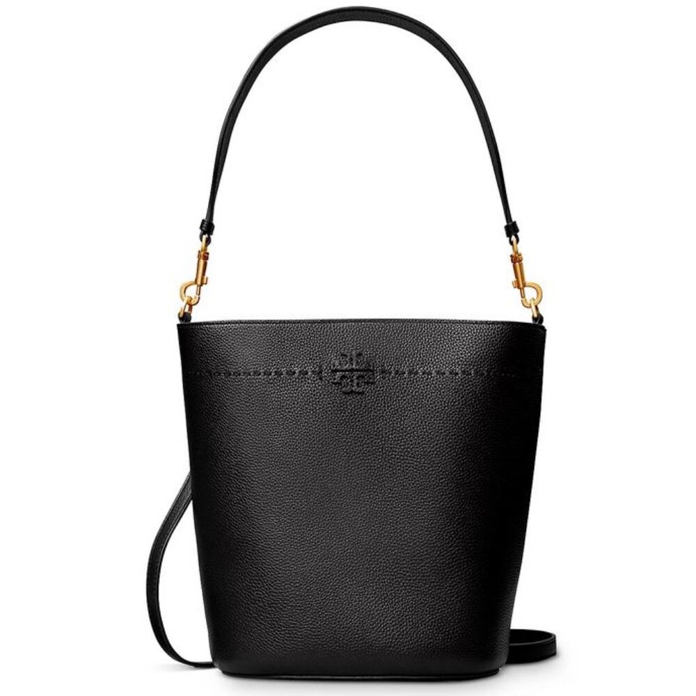 NWT Tory Burch McGraw Leather Bucket Shoulder Bag BLACK 100% AUTHENTIC